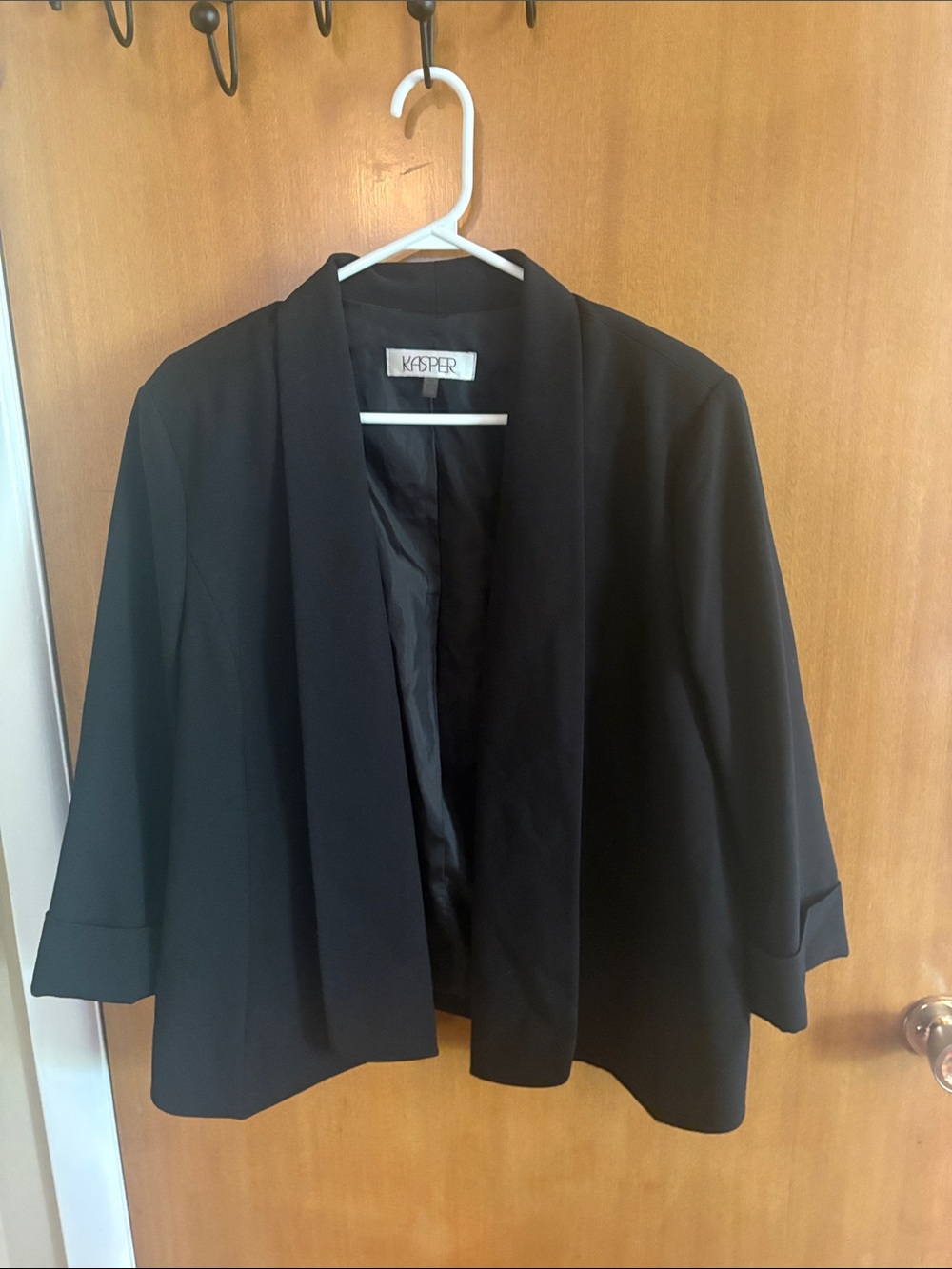 Kasper Black Open-Front Shawl Collar Blazer